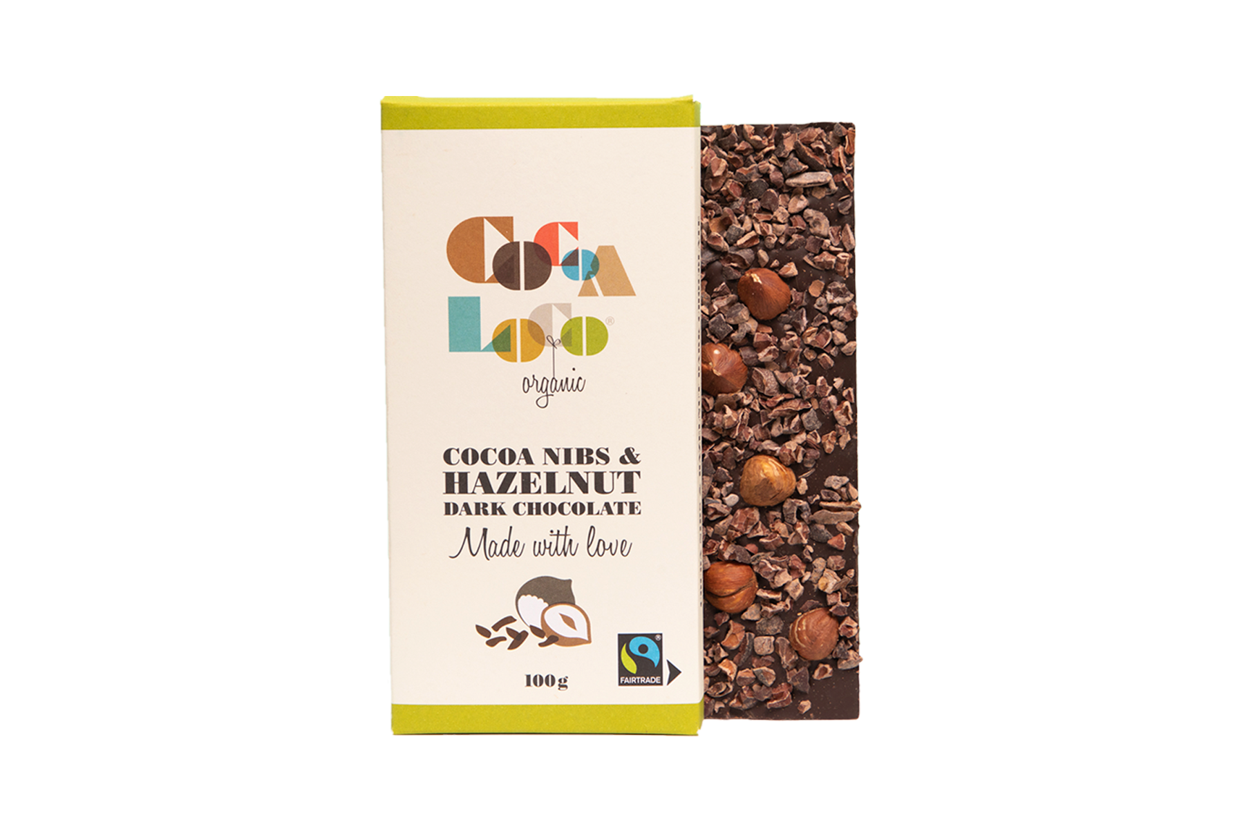 Dark Chocolate, Cocoa Nibs & Hazelnut Bar
