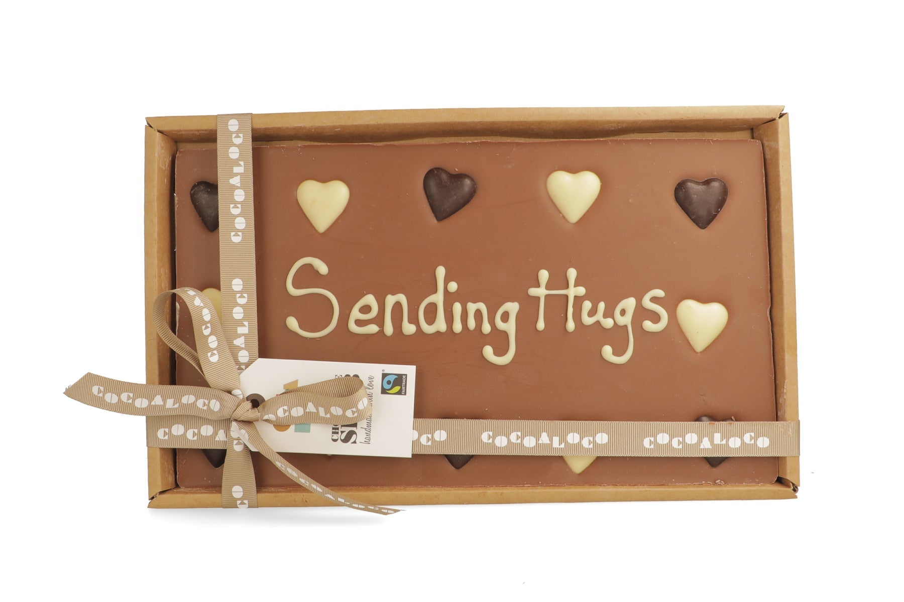 Sending Hugs' Organic Chocolate Message Slab | Cocoa Loco