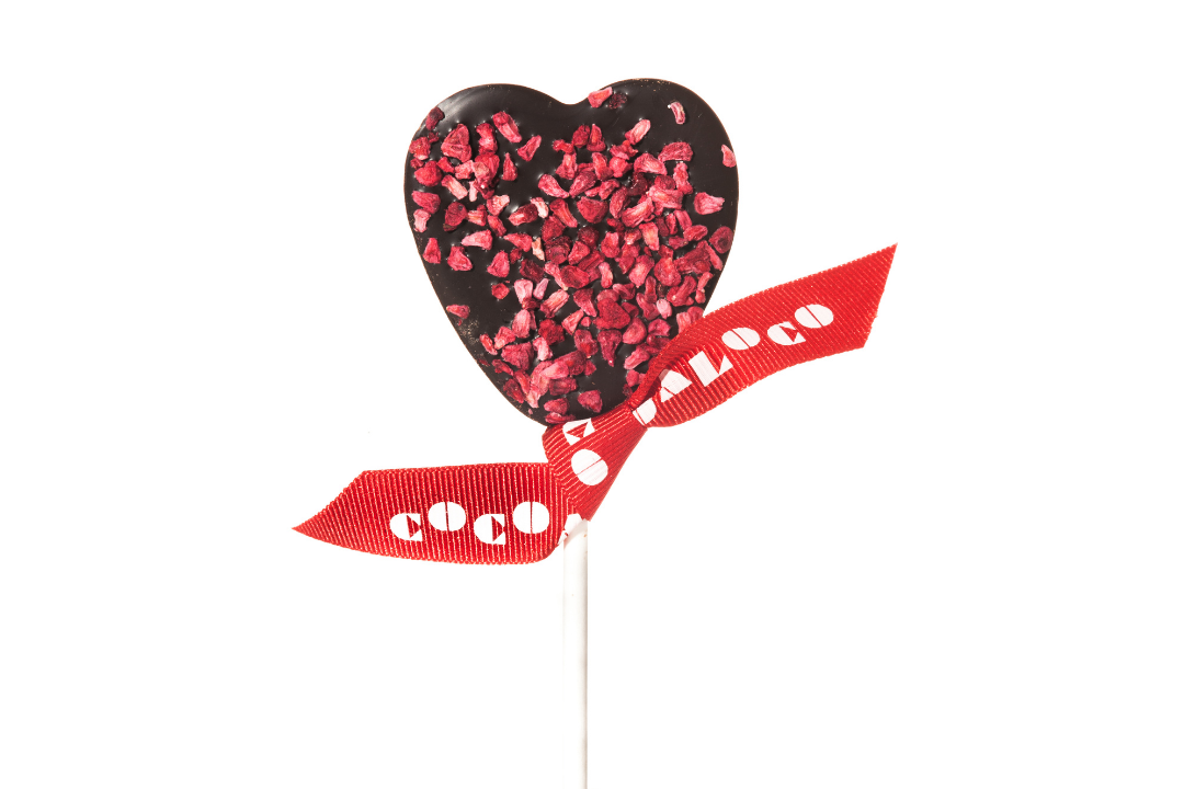 Dark Chocolate & Raspberry Heart Lolly – 18g