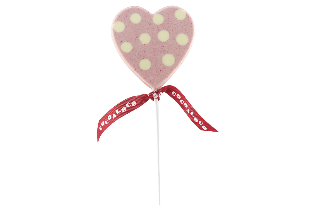 Pink Polka Dot Heart Lolly – 60g