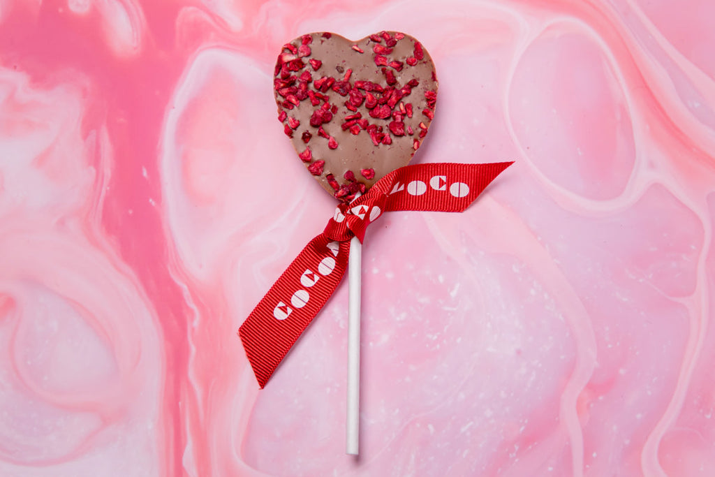 Milk Chocolate & Raspberry Heart Lolly – 18g
