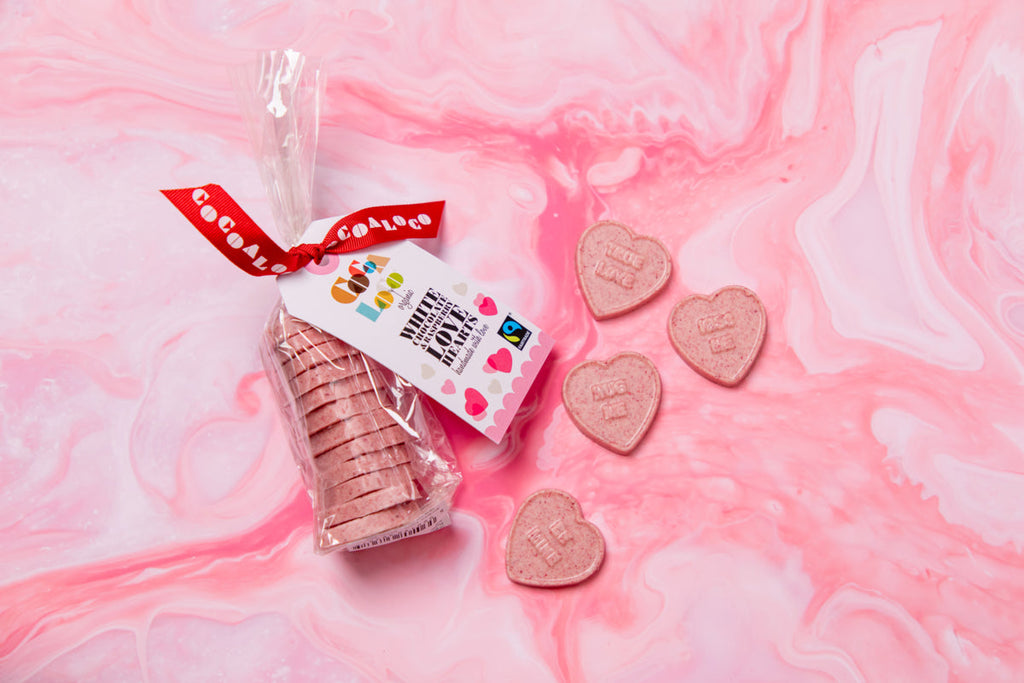 White Chocolate & Raspberry Love Hearts – 100g