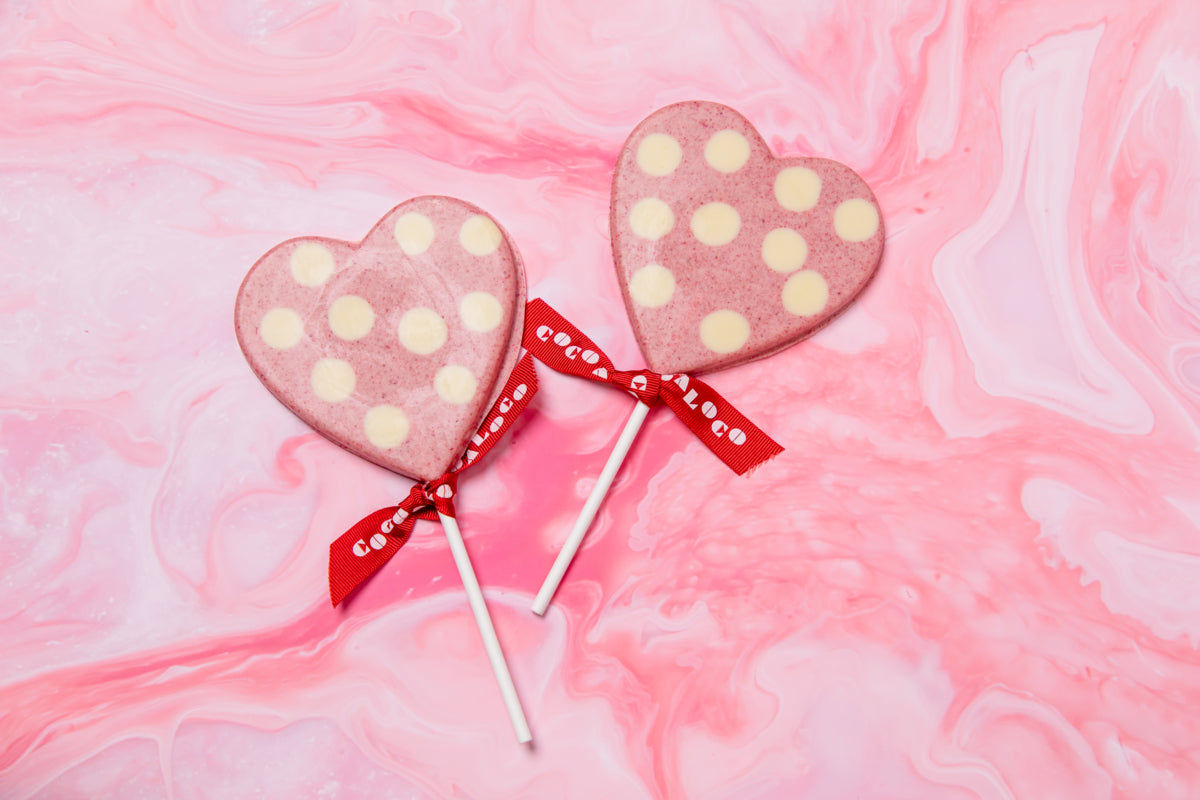 Pink Polka Dot Heart Lolly – 60g