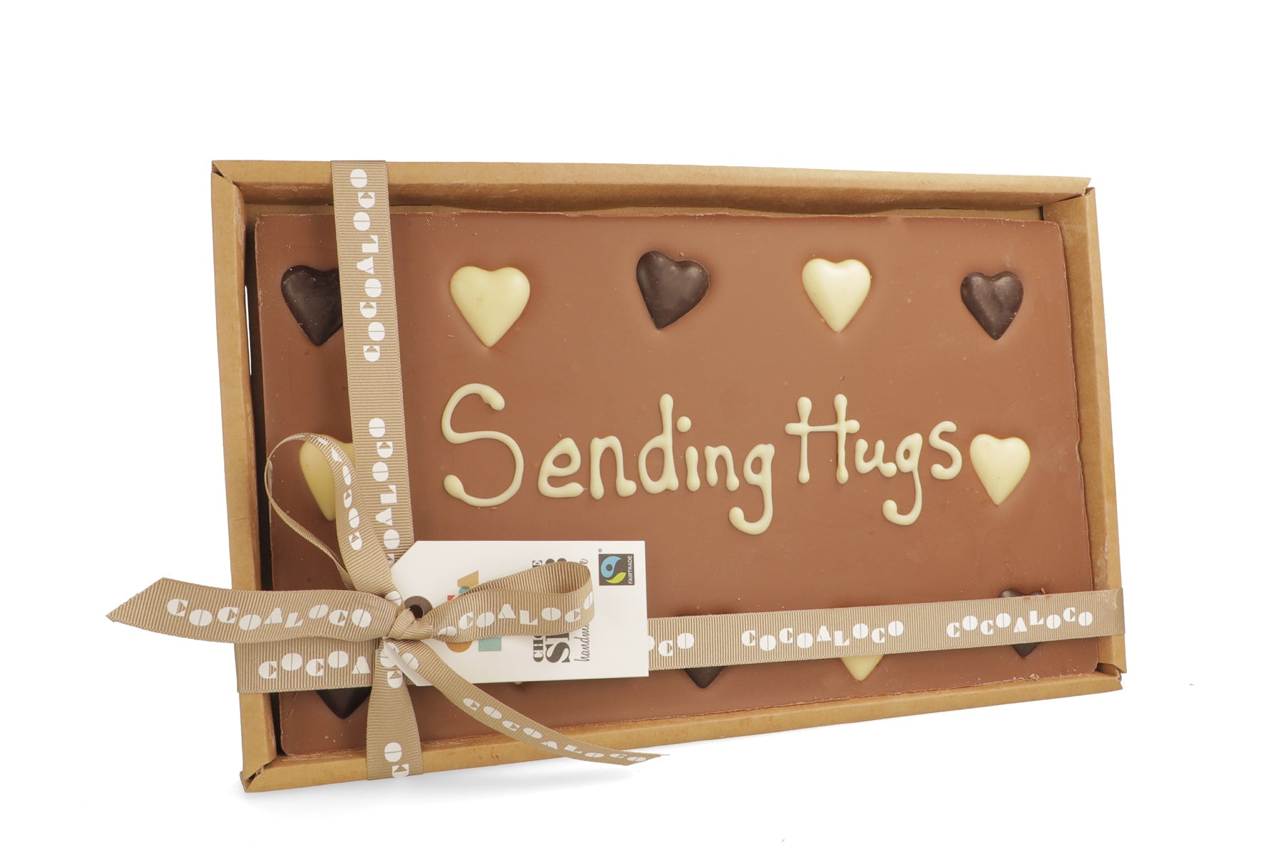 Sending Hugs' Organic Chocolate Message Slab | Cocoa Loco