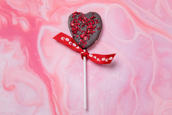 Dark Chocolate & Raspberry Heart Lolly – 18g