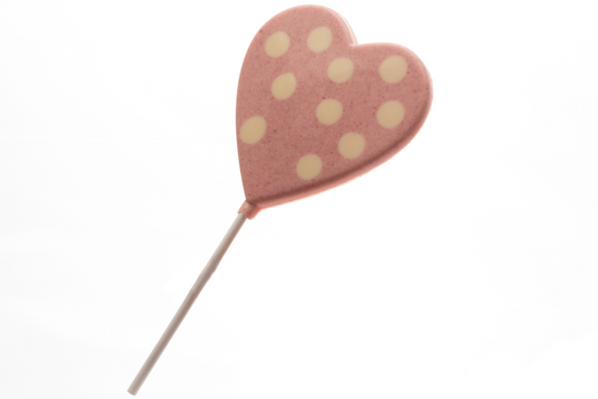 Pink Polka Dot Heart Lolly – 60g